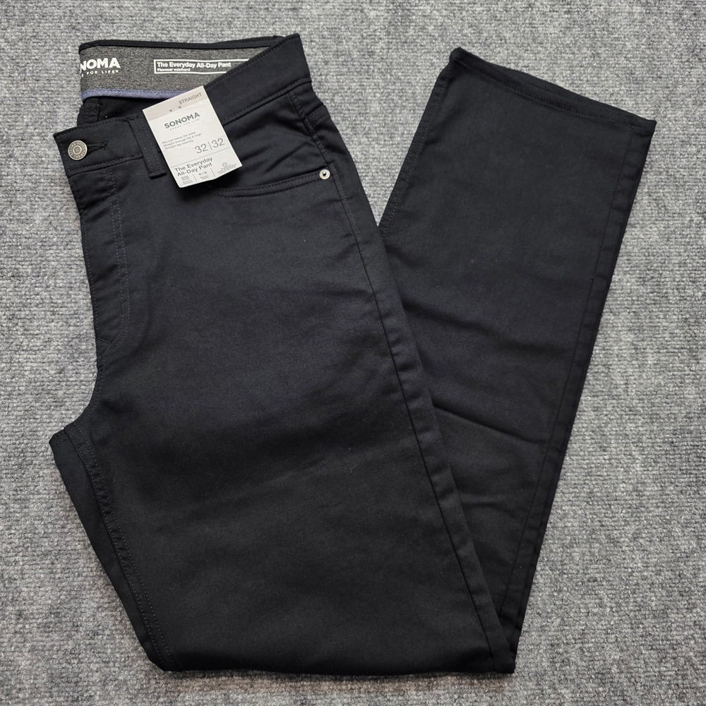 Sonoma Goods For Life Men's Everyday All-Day Pant Black Straight Fit 32x32 NWT